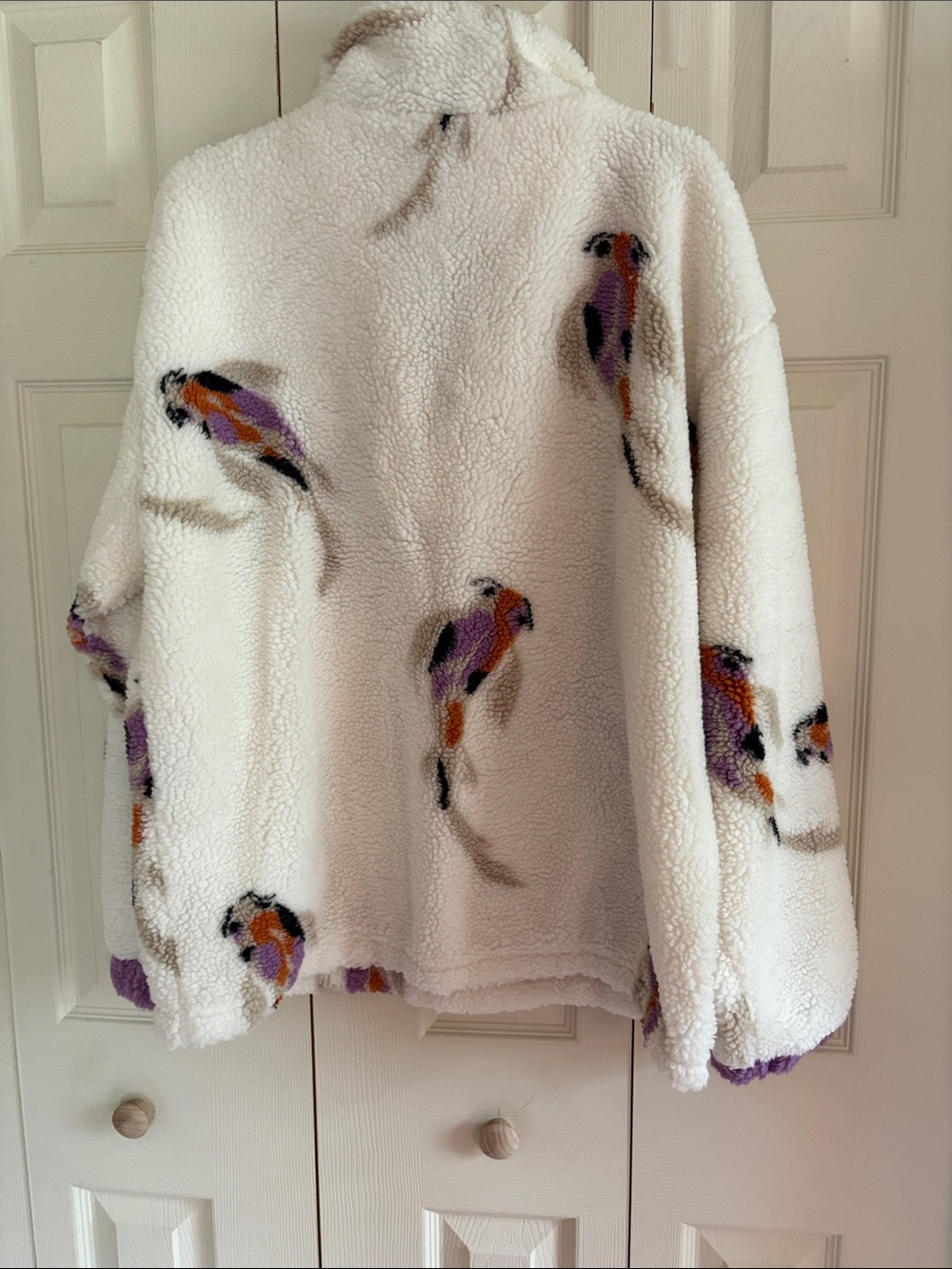 Taylor Swift Cream Sherpa Jacket with Purple Accents and Koi Print - Picture 7 of 7